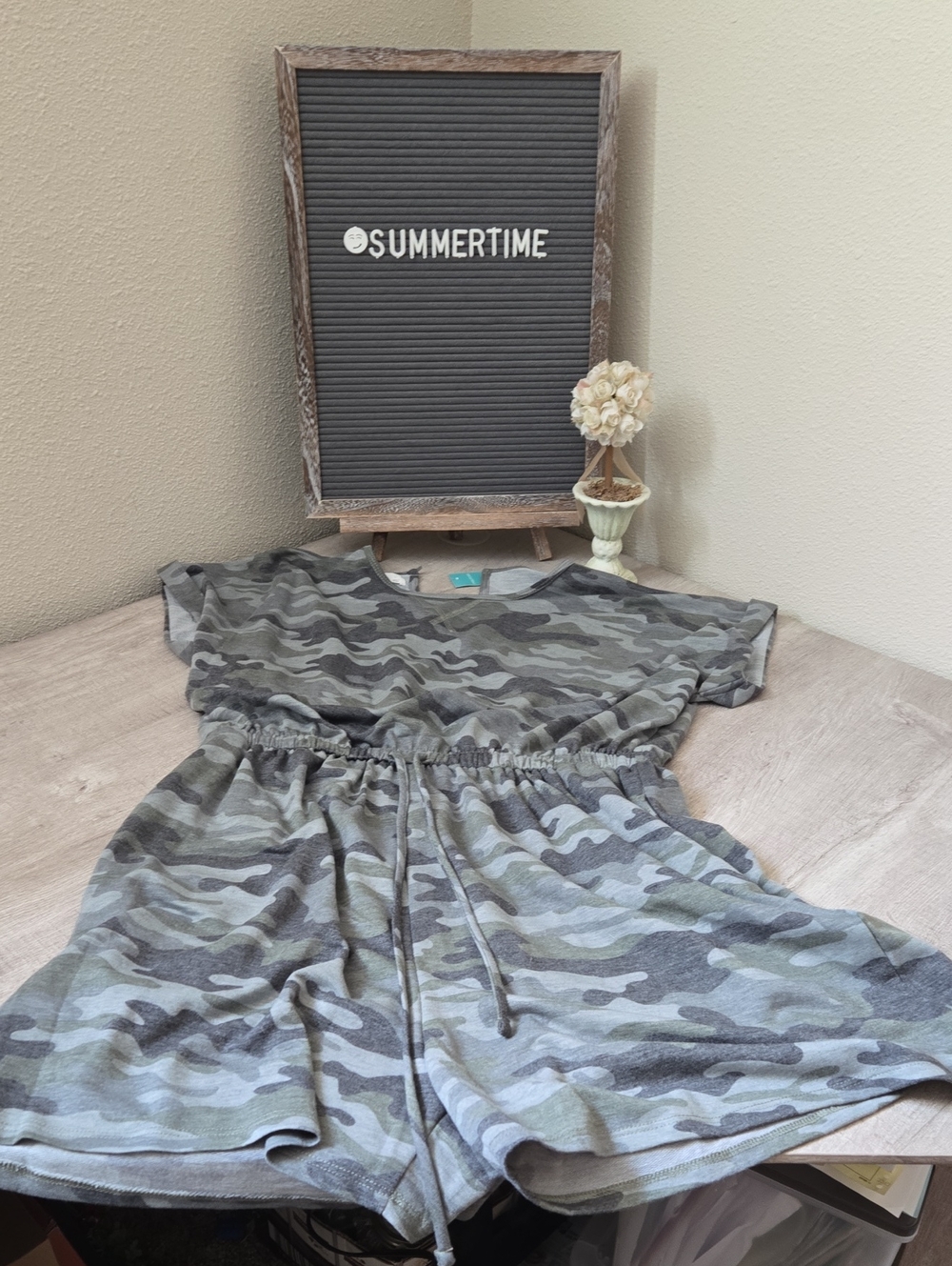Maurices Green Camo Short Romper